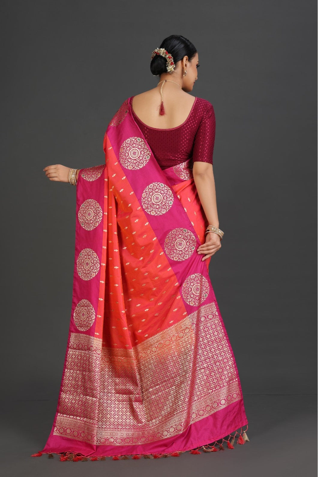 Orange Banarasi Saree