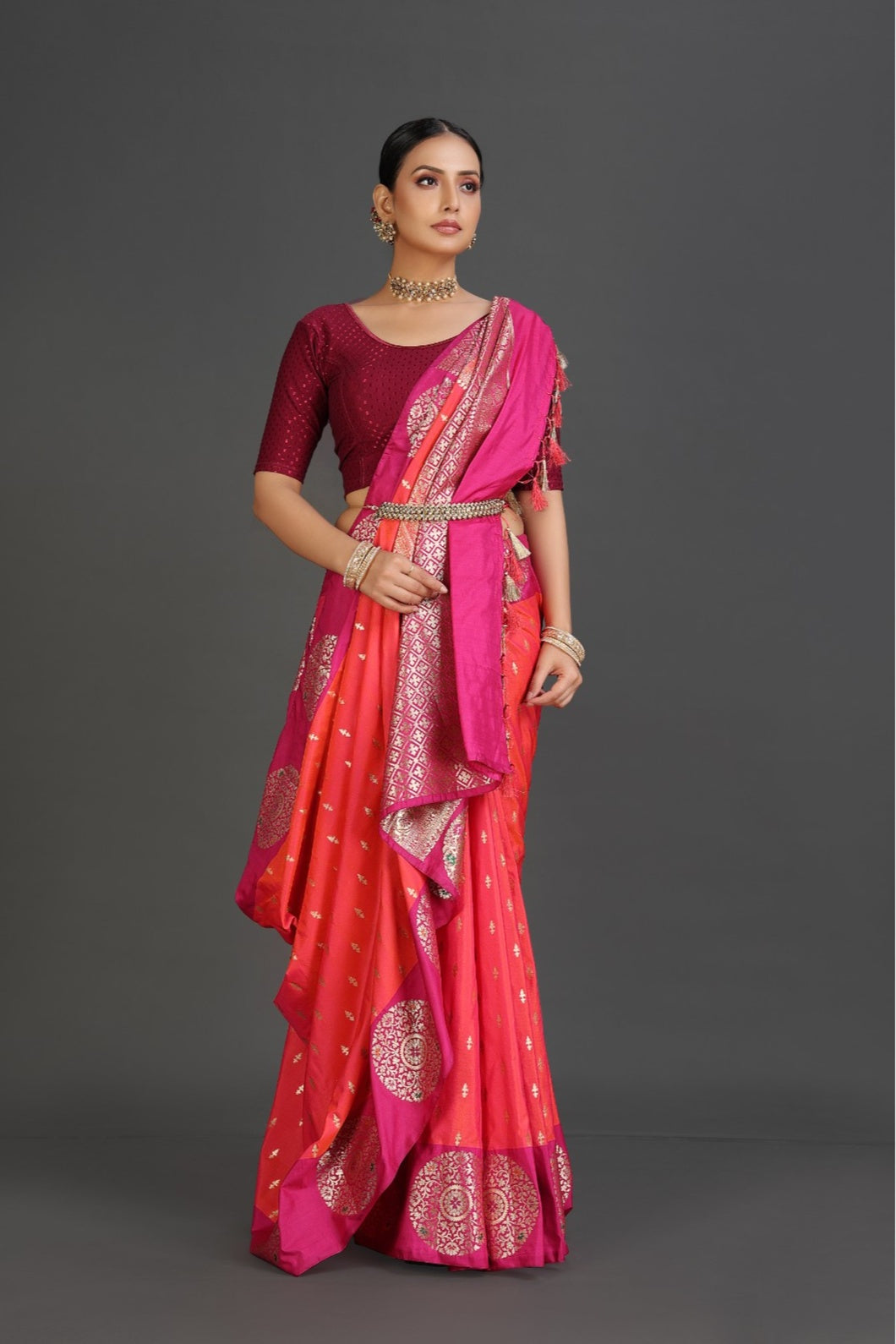 Orange Banarasi Saree