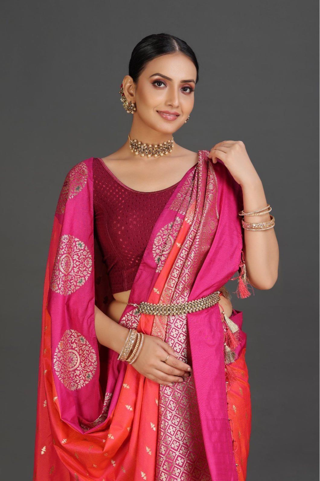 Orange Banarasi Saree