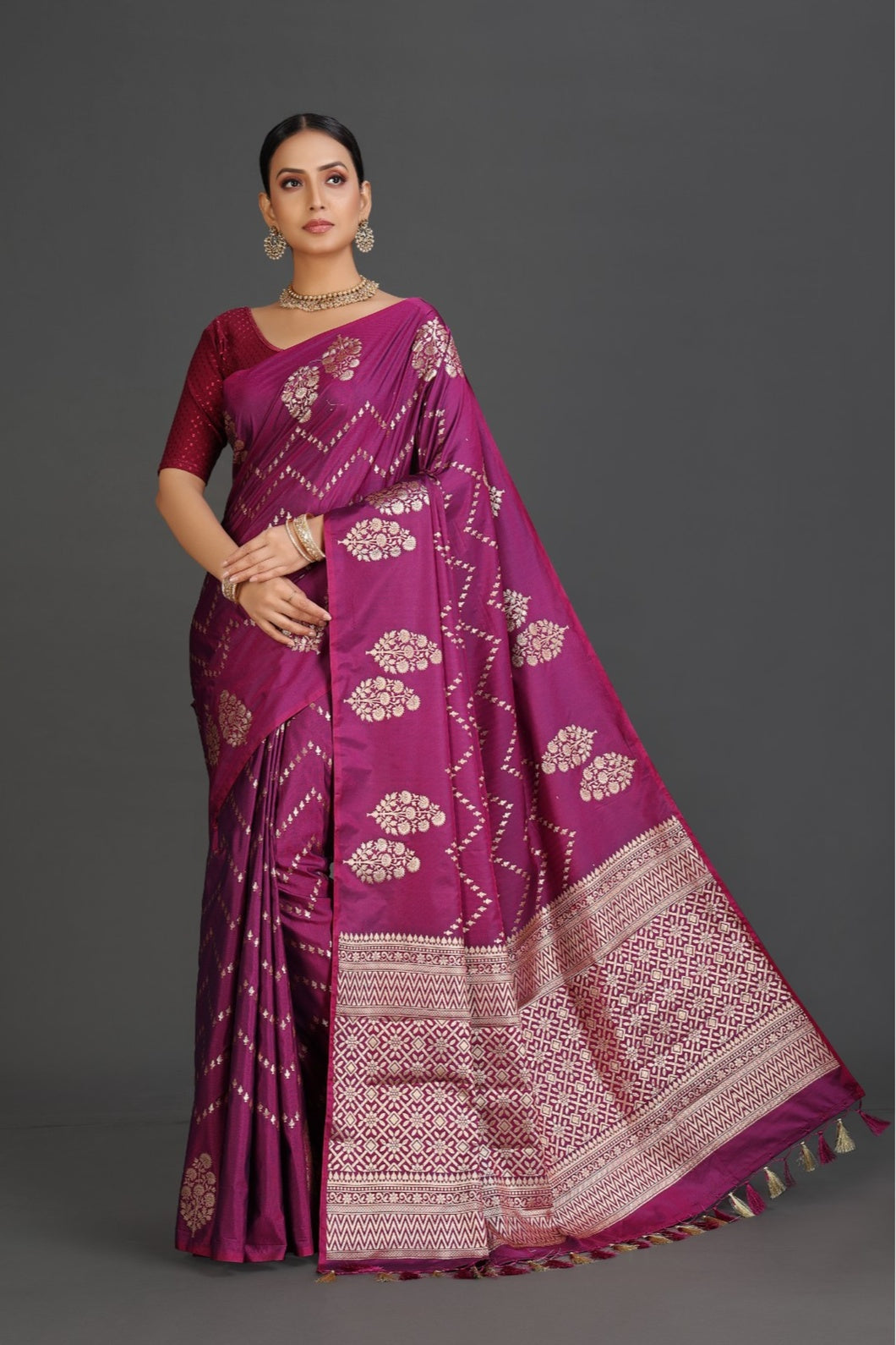 Plum Banarasi Saree