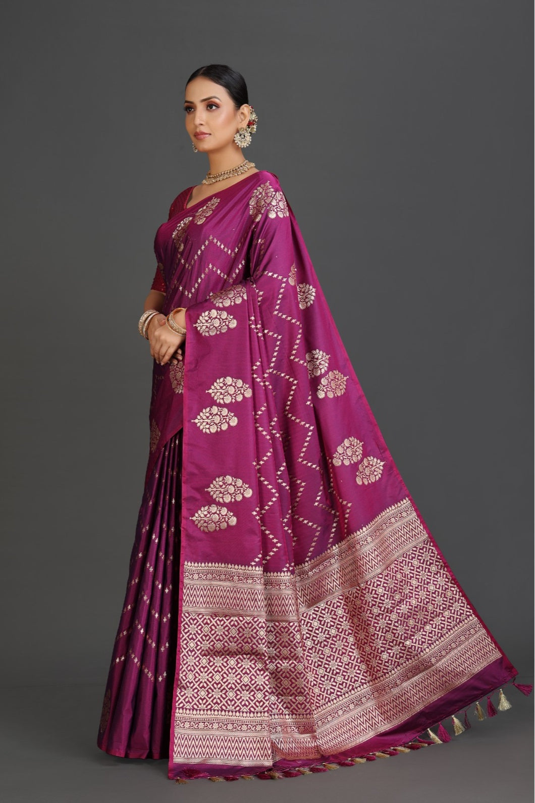 Plum Banarasi Saree
