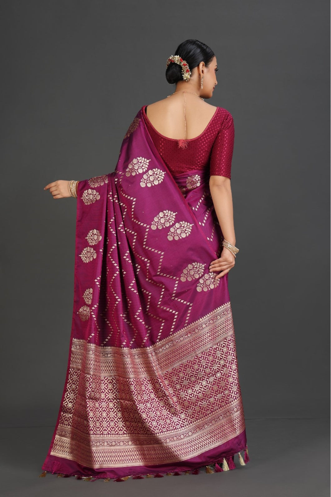 Plum Banarasi Saree