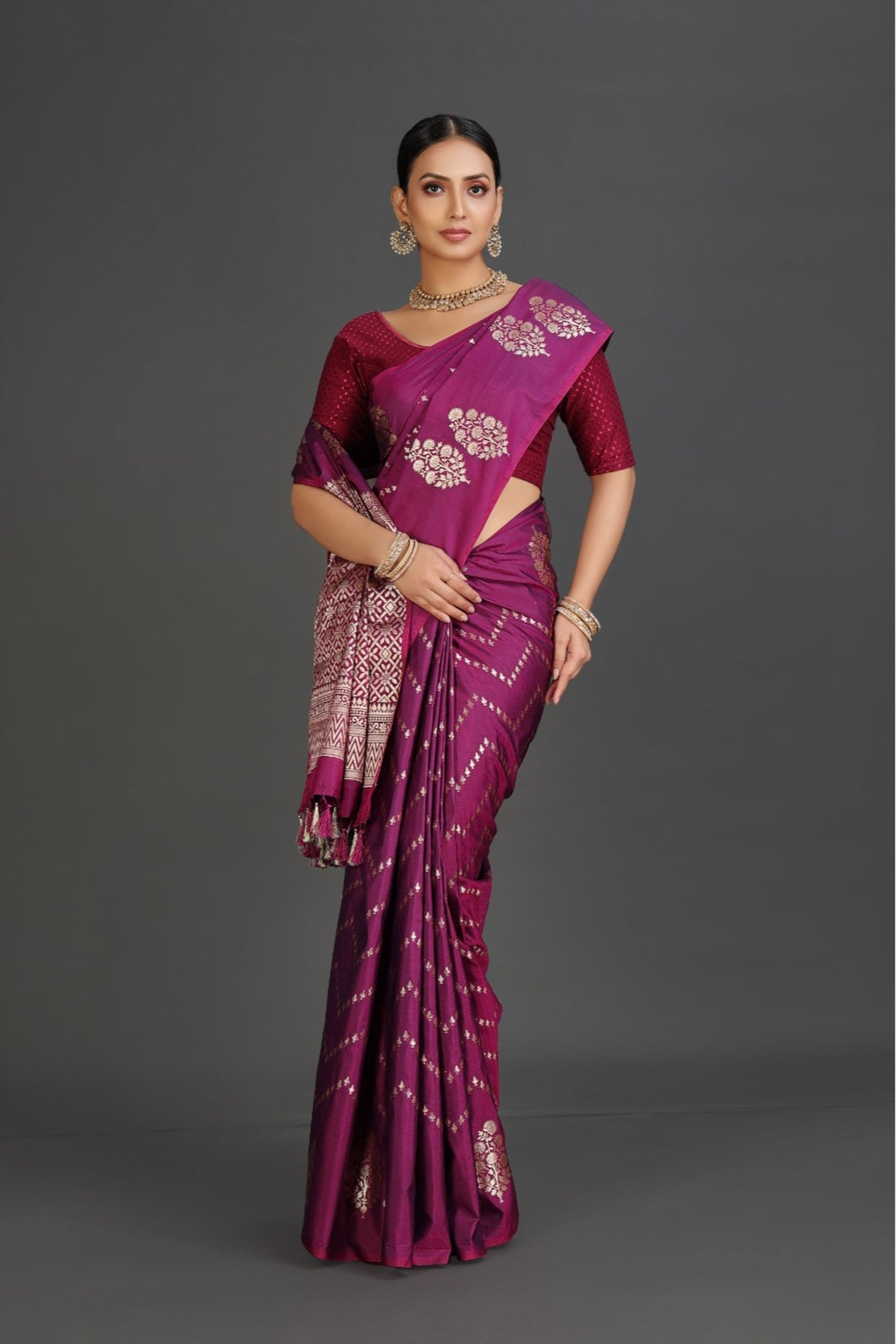Plum Banarasi Saree