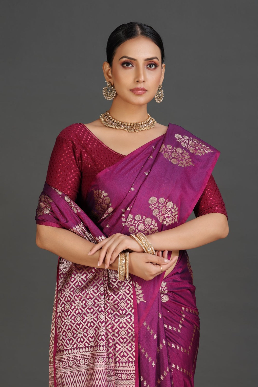 Plum Banarasi Saree