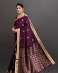 Deep Purple Soft Silk Handwoven Kanjivaram Saree
