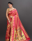 Rani Pink Soft Tissue Paithani Saree