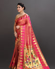 Rani Pink Soft Tissue Paithani Saree