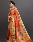 Red Orange Soft Tissue Paithani Saree