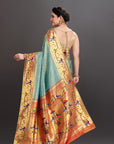 Sea Green Soft Tissue Paithani Saree