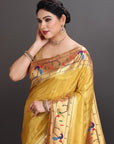 Yellow Soft Tissue Paithani Saree
