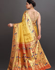 Yellow Soft Tissue Paithani Saree