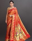 Orange Soft Tissue Paithani Saree