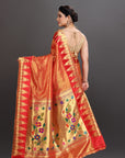 Orange Soft Tissue Paithani Saree