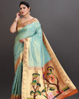 Sea Green Soft Tissue Paithani Saree
