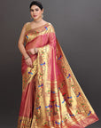 Pastel Pink Soft Tissue Paithani Saree