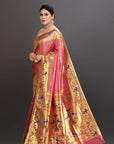 Pastel Pink Soft Tissue Paithani Saree