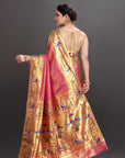 Pastel Pink Soft Tissue Paithani Saree