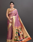 Pastel Violet Soft Tissue Paithani Saree