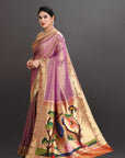 Pastel Violet Soft Tissue Paithani Saree