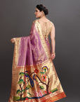 Pastel Violet Soft Tissue Paithani Saree