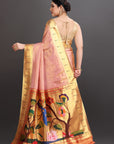 Pastel Pink Soft Tissue Paithani Saree