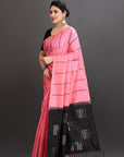 Pink Striped Soft Silk Handwoven Kanjivaram Saree