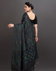 Black Soft Silk Handwoven Kanjivaram Saree