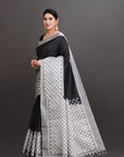 Black Soft Silk Handwoven Kanjivaram Saree