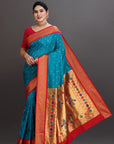 Peacock Blue Silk Paithani Saree