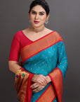 Peacock Blue Silk Paithani Saree