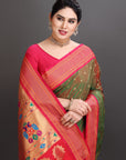 Mehendi Green Silk Paithani Saree