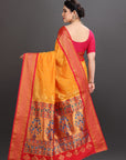 Mango Yellow Silk Paithani Saree