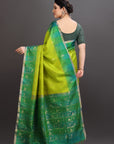 Parrot Green Soft Silk Handwoven Kanjivaram Saree