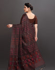 Brown Striped Soft Silk Handwoven Kanjivaram Saree