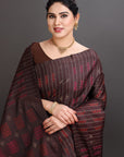 Brown Striped Soft Silk Handwoven Kanjivaram Saree