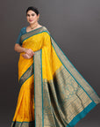 Lemon Yellow Silk Kanjivaram Saree