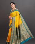 Lemon Yellow Silk Kanjivaram Saree