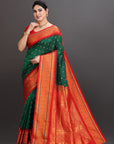 Bottle Green Silk Kanjivaram Saree