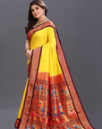 Yellow Paithani Silk Saree