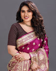 Magenta Banaras Silk Saree