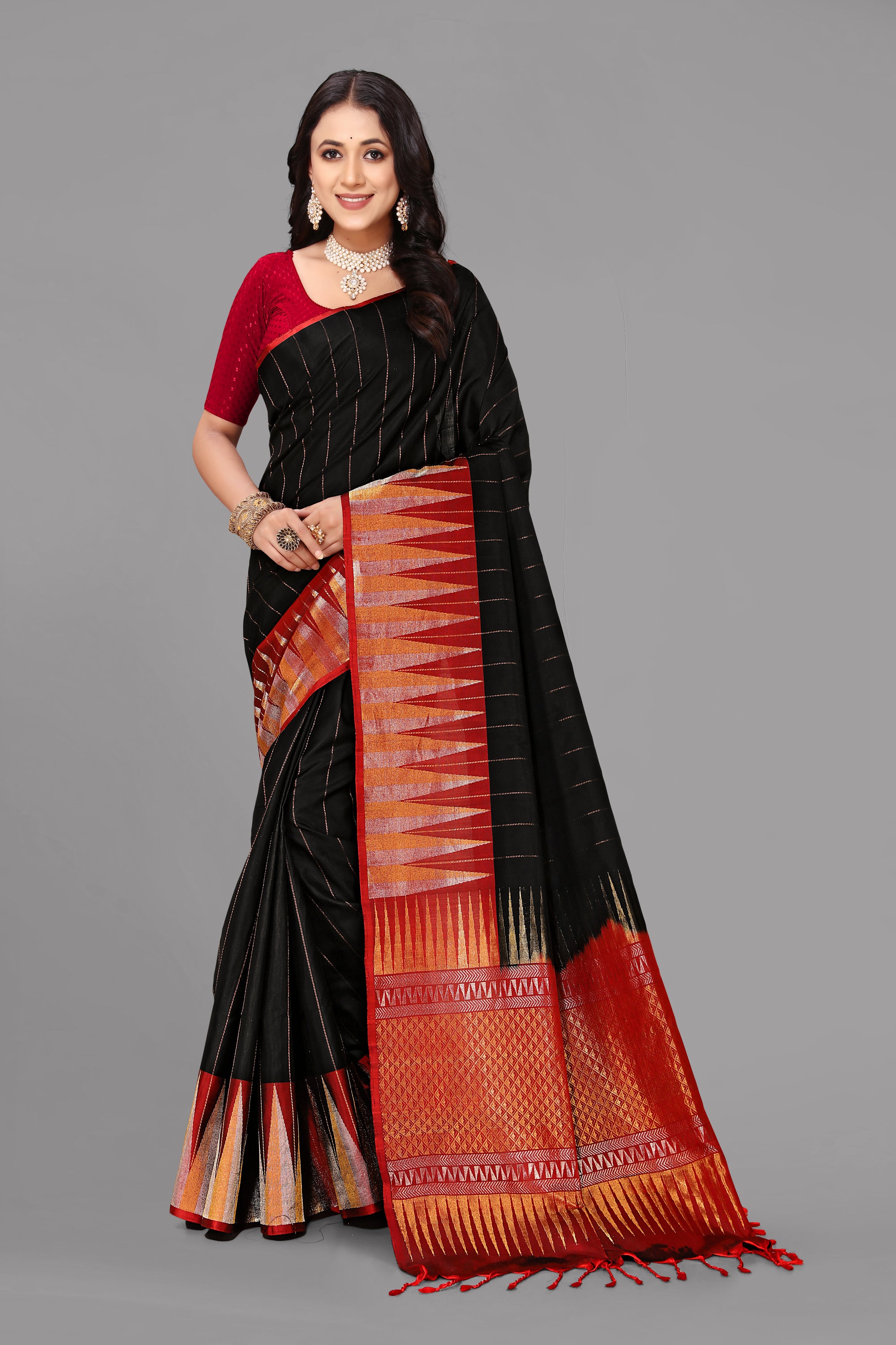 Black soft silk saree