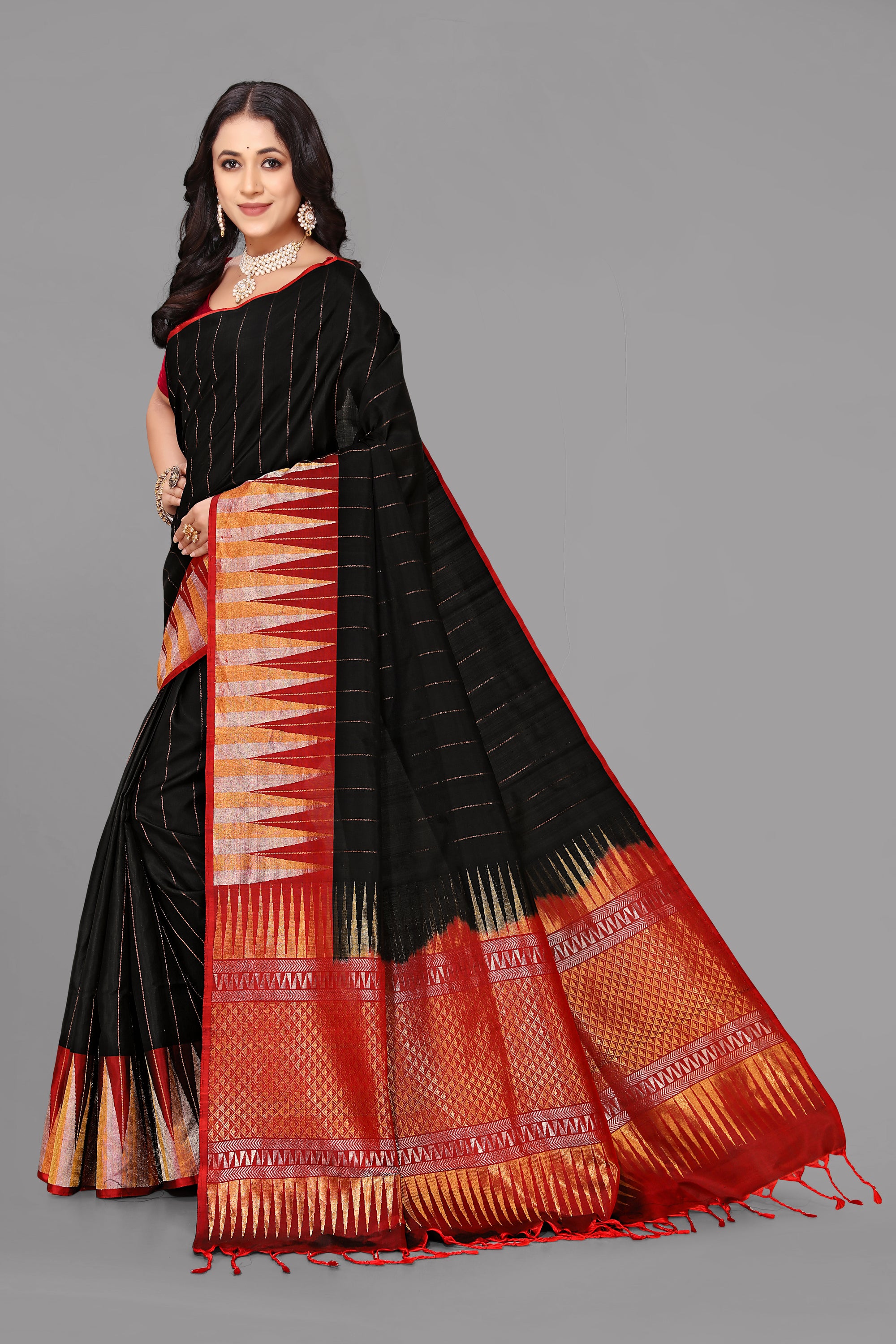 Black soft silk saree