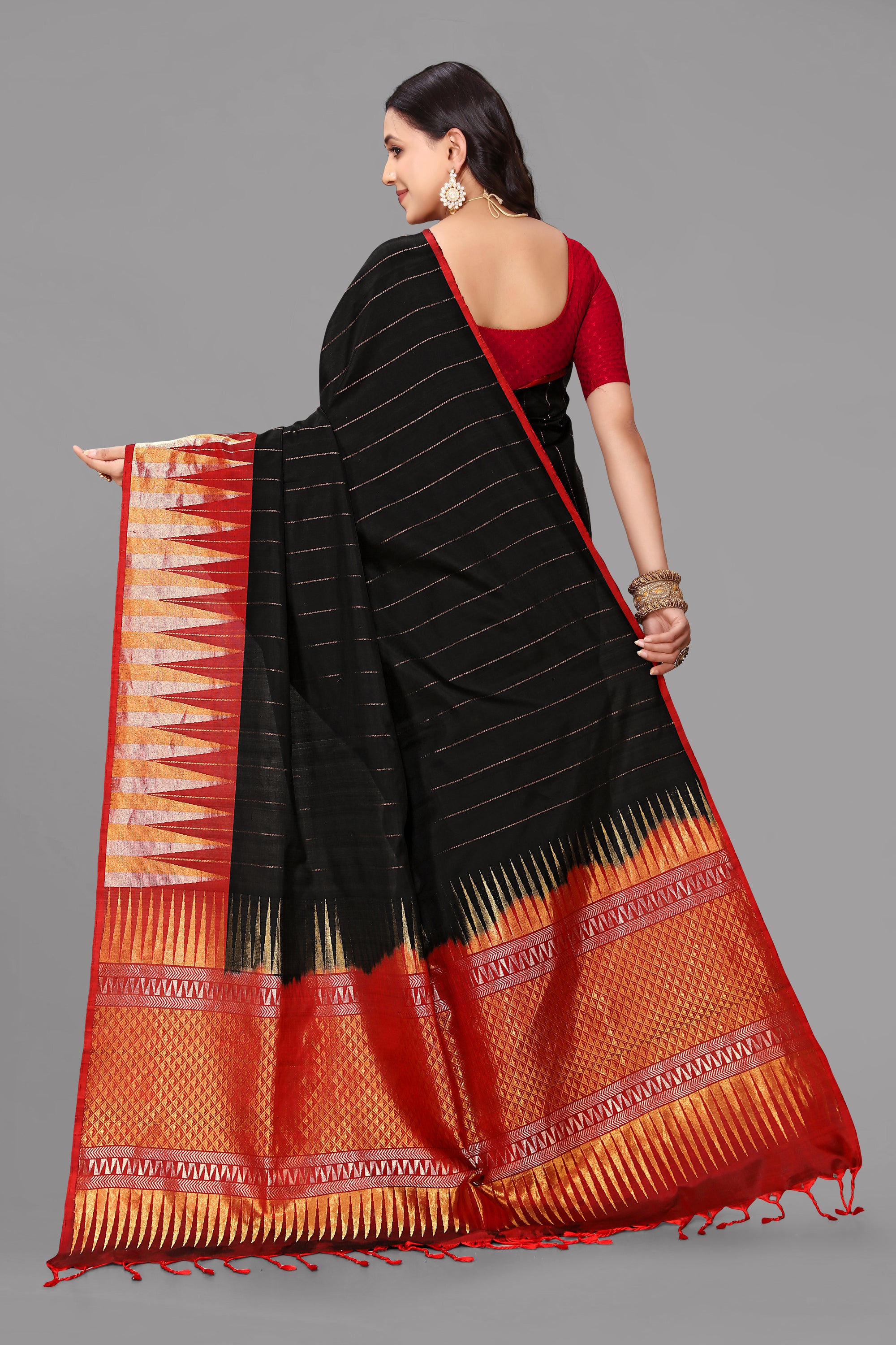 Black soft silk saree