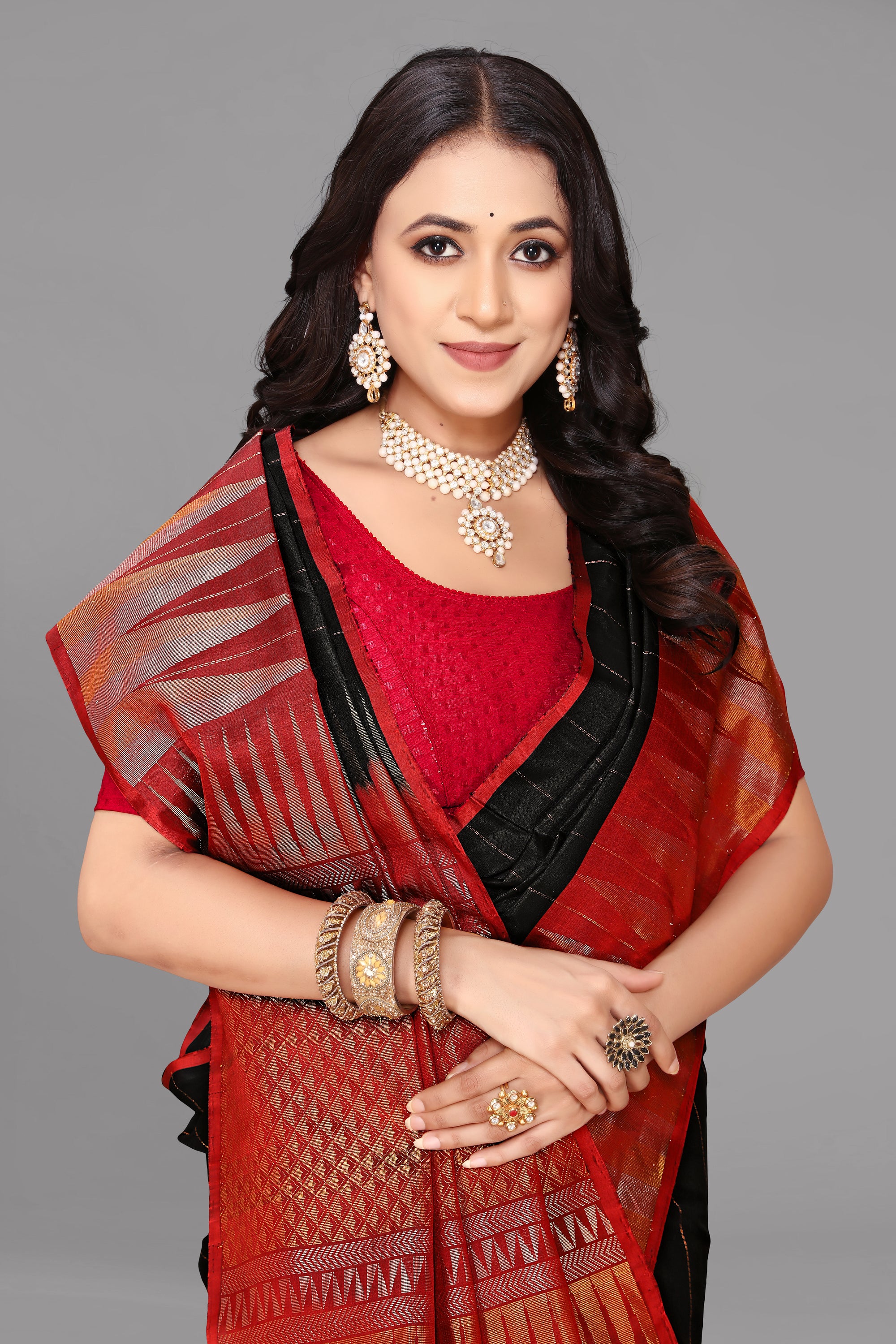 Black soft silk saree