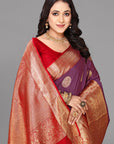 Dark gajari soft silk saree