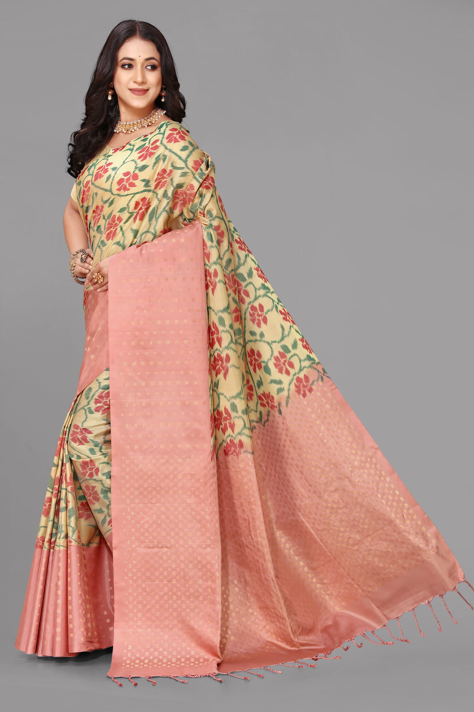 Cream soft silk saree