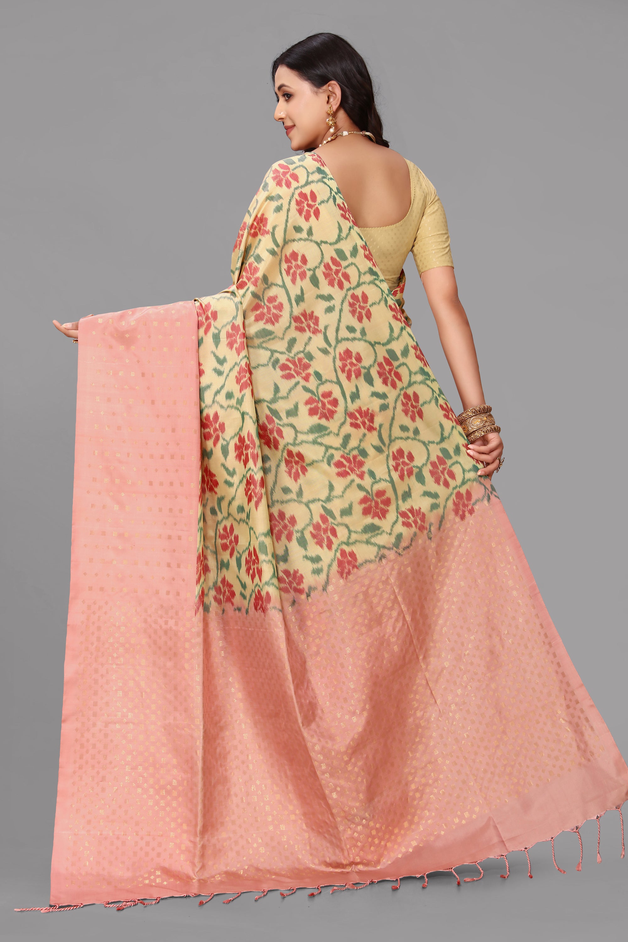 Cream soft silk saree