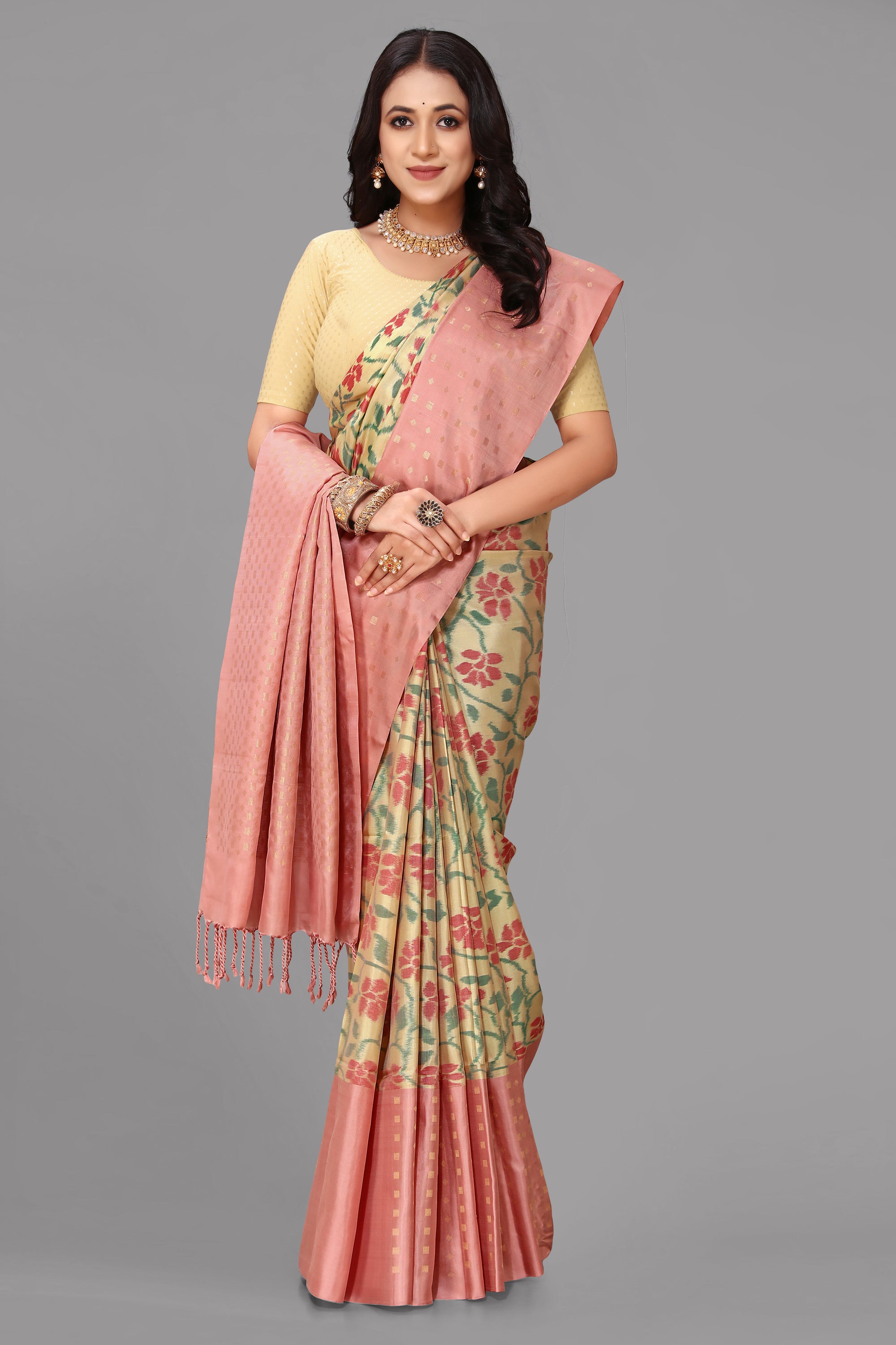 Cream soft silk saree