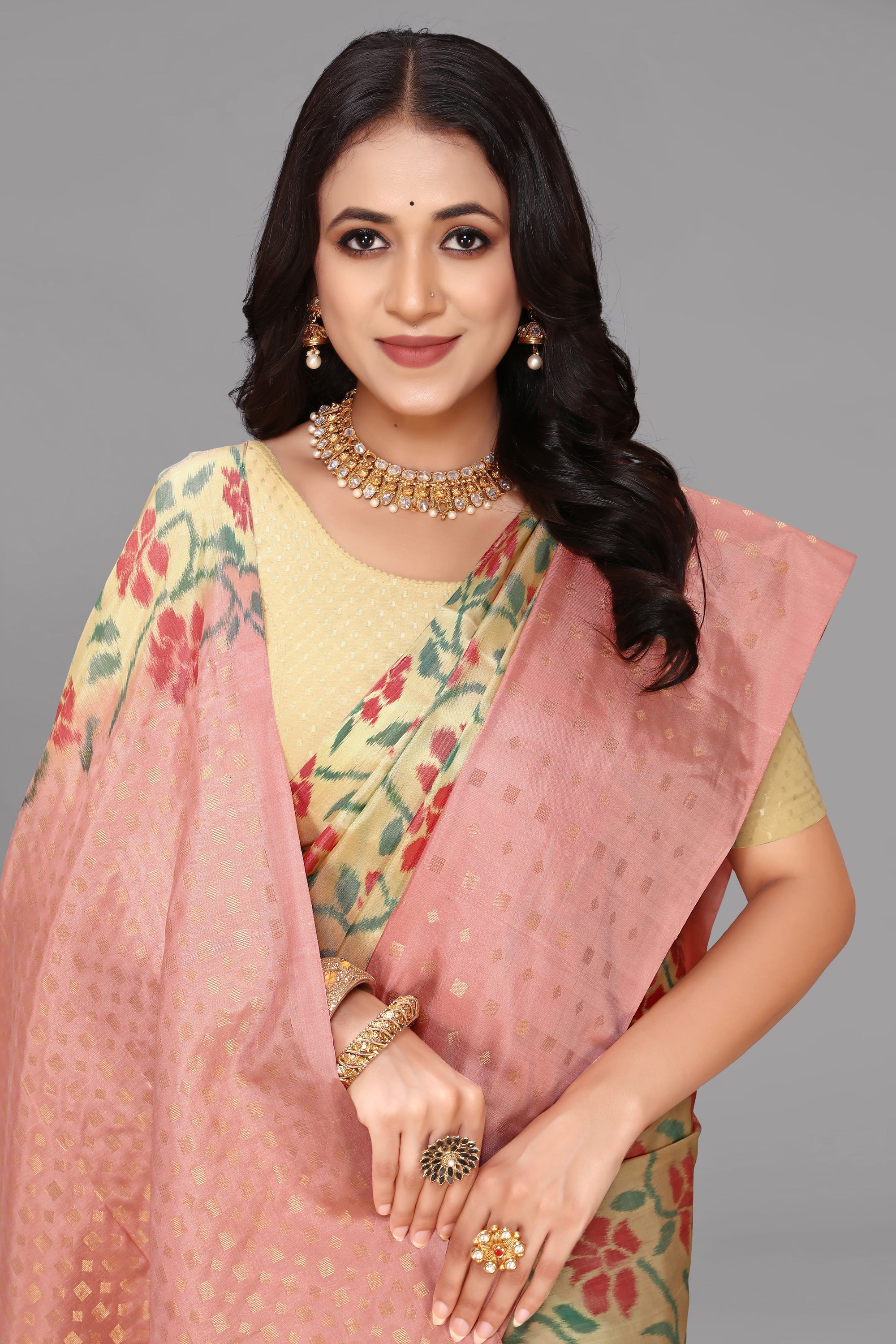 Cream soft silk saree