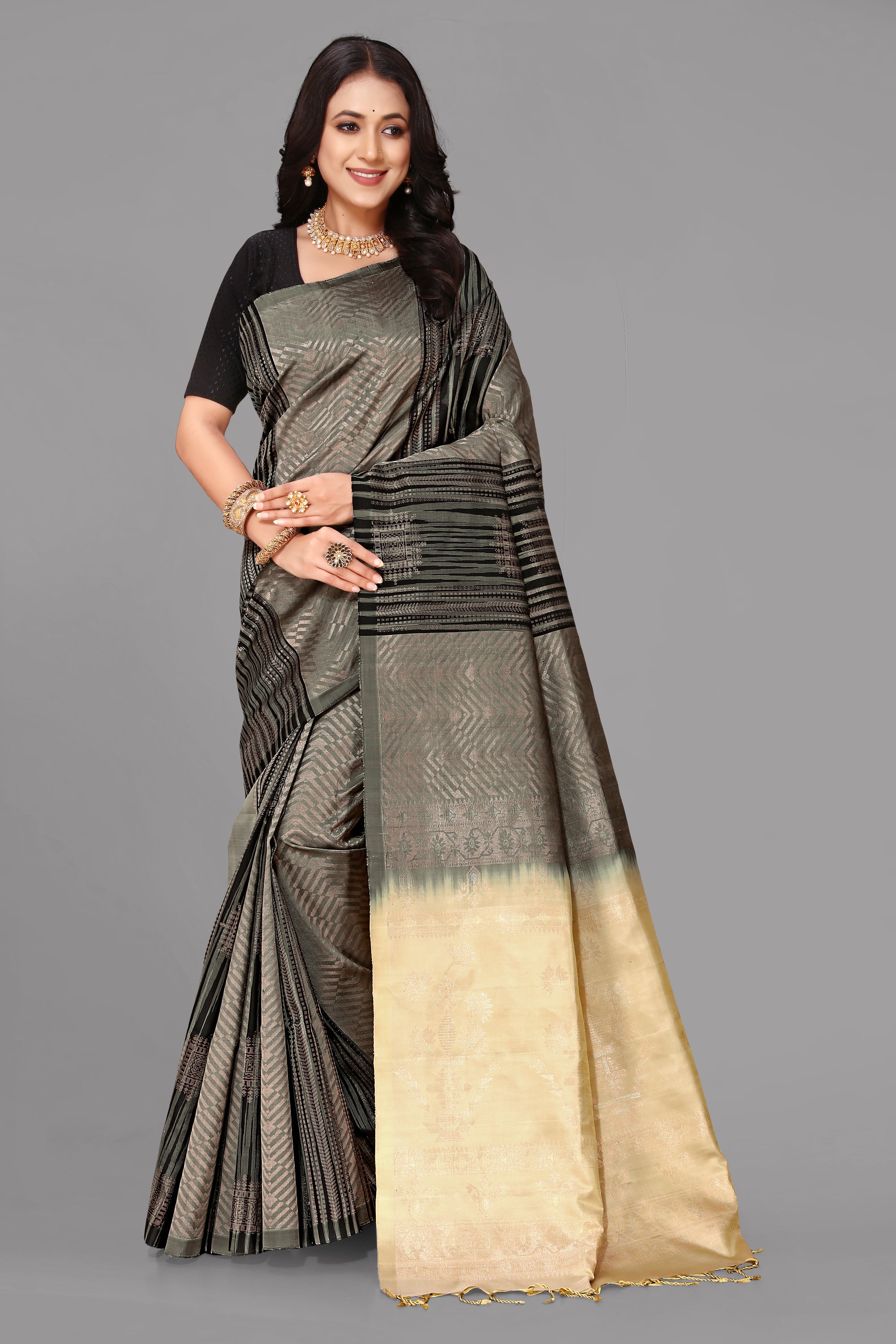Black soft silk saree